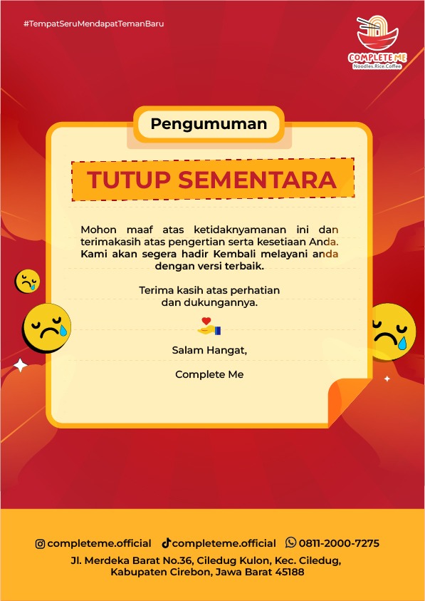 Tutup Sementara - Completeme